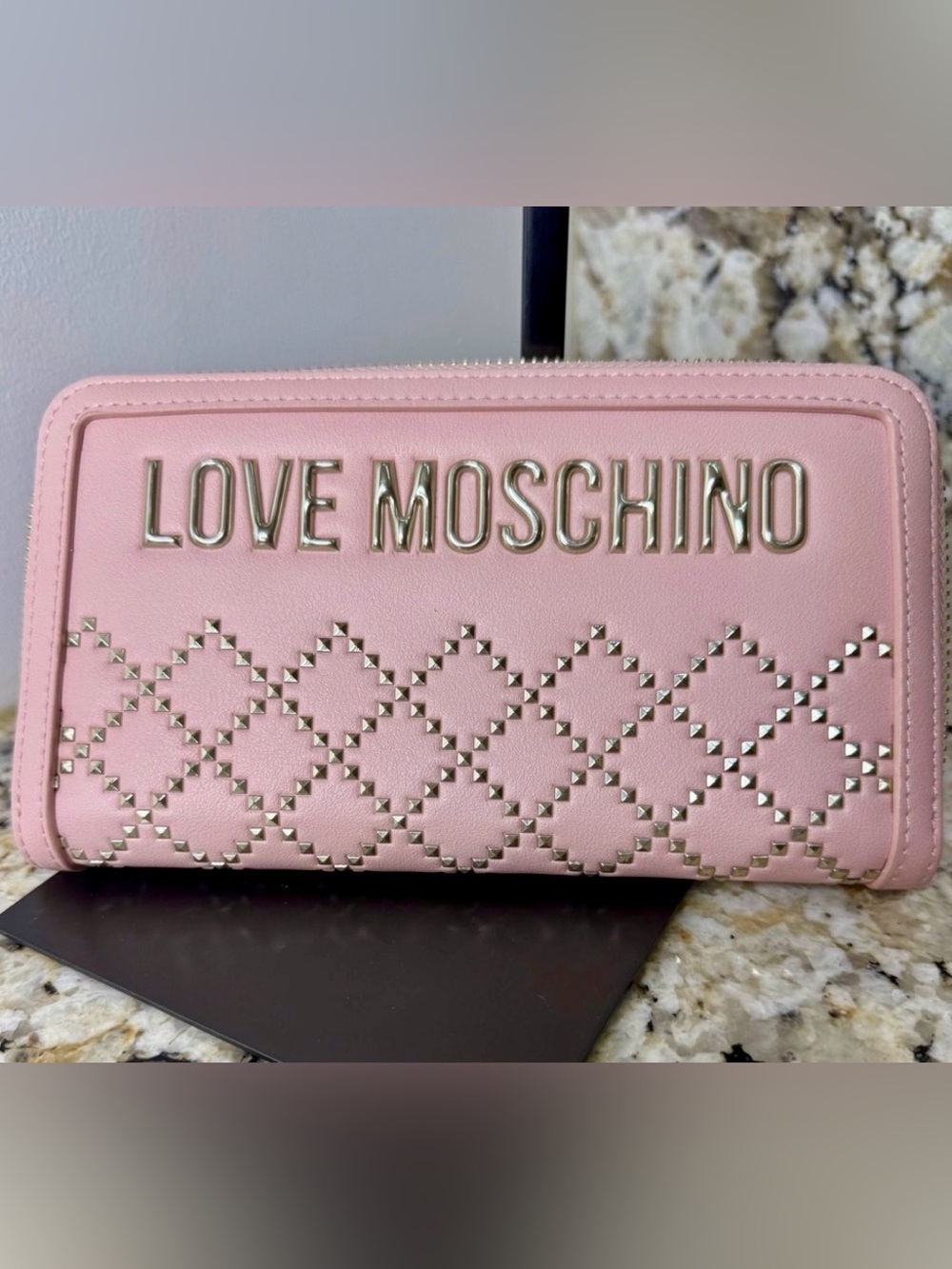Love Moschino Portafogli Pu Rosa Zip Around Wallet Like New
